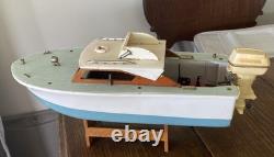 Vintage Japan LANGCRAFT Powered Model Toy wood Boat 1 Electric Motors