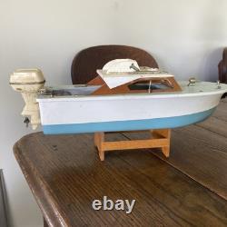 Vintage Japan LANGCRAFT Powered Model Toy wood Boat 1 Electric Motors