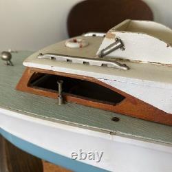 Vintage Japan LANGCRAFT Powered Model Toy wood Boat 1 Electric Motors