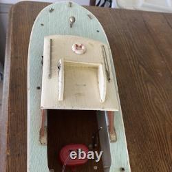 Vintage Japan LANGCRAFT Powered Model Toy wood Boat 1 Electric Motors