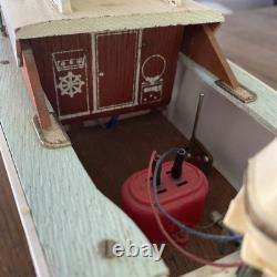 Vintage Japan LANGCRAFT Powered Model Toy wood Boat 1 Electric Motors