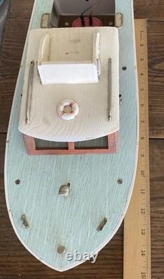 Vintage Japan LANGCRAFT Powered Model Toy wood Boat 1 Electric Motors