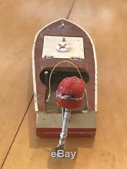 Vintage Japanese Wooden Toy Model Boat Vintage Toy Outboard Motor Sakai Motor