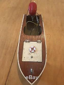 Vintage Japanese Wooden Toy Model Boat Vintage Toy Outboard Motor Sakai Motor