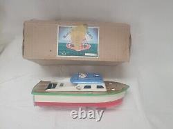 Vintage KMK Kokusai Wooden Scientific Models Boat Ship WithMotor Box Battery Op