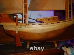 Vintage LARGE HANDCRAFTED WOODEN MODEL BOAT SAILBOAT 42 NAUTICAL SHIP
