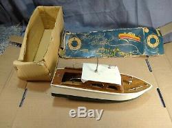 Vintage Lang Craft Battery Powered Driven Model Boat Wood