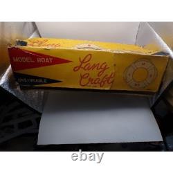 Vintage Lang Craft Powered Model Boat Unsinkable Wooden Deck Speedboat with Box