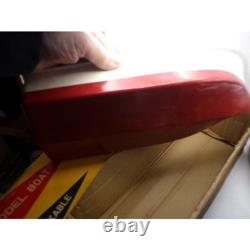 Vintage Lang Craft Powered Model Boat Unsinkable Wooden Deck Speedboat with Box