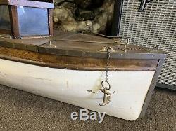 Vintage Langdon Electric Ship Model K Large 40 Wood Motorized Boat