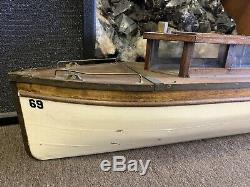 Vintage Langdon Electric Ship Model K Large 40 Wood Motorized Boat