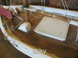 Vintage Large 41 Chesapeake Bay Pungy Sailboat Model Folk Art Hand Built Boat