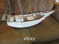 Vintage Large 41 Chesapeake Bay Pungy Sailboat Model Folk Art Hand Built Boat