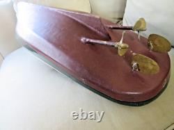 Vintage Large Wood Model 24 Tugboat With Motor Was Remote Control Now Display