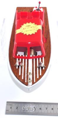 Vintage Lucky Toy Japan Power Boat Battery Operated Wooden Deck Model Works Well