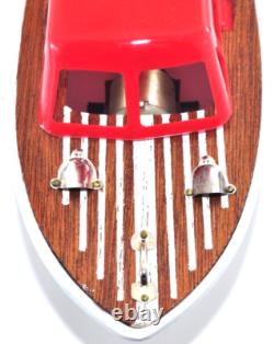 Vintage Lucky Toy Japan Power Boat Battery Operated Wooden Deck Model Works Well