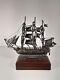 Vintage Mexico Sterling Silver Uss Constitution Model Ship Ltd 64/500 Wood Base