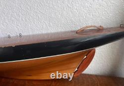 Vintage Model 35 Inch Wood Wooden Yacht Sailboat Boat