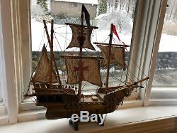 Vintage Model Boat Santa Maria 1492 17.5 x 20