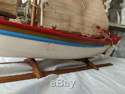 Vintage New Bedford WHALING BOAT MODEL handmade wood sailboat display pond yacht
