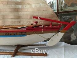 Vintage New Bedford WHALING BOAT MODEL handmade wood sailboat display pond yacht