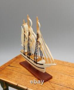 Vintage OOAK Gillick Full Rigged Model Ship Artisan Dollhouse Miniature 112