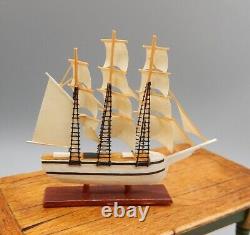 Vintage OOAK Gillick Full Rigged Model Ship Artisan Dollhouse Miniature 112