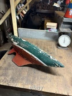 Vintage Old Rare Hand Made Folk Art Scale Model Wood Pond Sail Boat Ship Toy USA