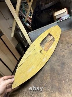 Vintage Old Rare Hand Made Folk Art Scale Model Wood Pond Sail Boat Ship Toy USA