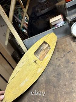 Vintage Old Rare Hand Made Folk Art Scale Model Wood Pond Sail Boat Ship Toy USA