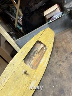 Vintage Old Rare Hand Made Folk Art Scale Model Wood Pond Sail Boat Ship Toy USA