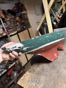 Vintage Old Rare Hand Made Folk Art Scale Model Wood Pond Sail Boat Ship Toy USA