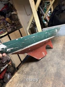 Vintage Old Rare Hand Made Folk Art Scale Model Wood Pond Sail Boat Ship Toy USA