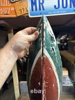 Vintage Old Rare Hand Made Folk Art Scale Model Wood Pond Sail Boat Ship Toy USA