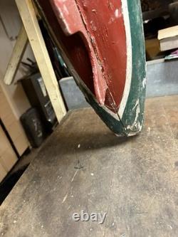 Vintage Old Rare Hand Made Folk Art Scale Model Wood Pond Sail Boat Ship Toy USA