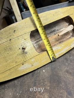 Vintage Old Rare Hand Made Folk Art Scale Model Wood Pond Sail Boat Ship Toy USA