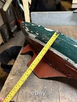 Vintage Old Rare Hand Made Folk Art Scale Model Wood Pond Sail Boat Ship Toy USA