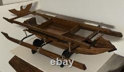Vintage Outrigger Canoe Boat Replica Scandinavian Norwegian 38 Wooden Model