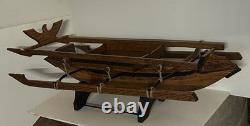 Vintage Outrigger Canoe Boat Replica Scandinavian Norwegian 38 Wooden Model