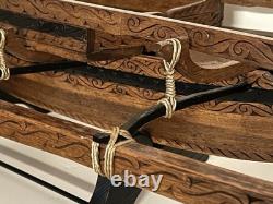 Vintage Outrigger Canoe Boat Replica Scandinavian Norwegian 38 Wooden Model