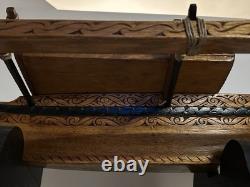 Vintage Outrigger Canoe Boat Replica Scandinavian Norwegian 38 Wooden Model
