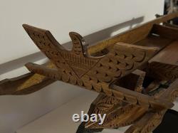 Vintage Outrigger Canoe Boat Replica Scandinavian Norwegian 38 Wooden Model