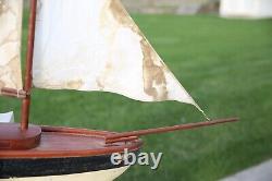 Vintage Pond Yacht Model wood Sailboat 38 Sloop Boat sails antique large