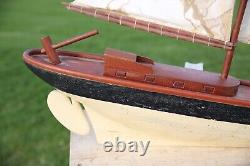 Vintage Pond Yacht Model wood Sailboat 38 Sloop Boat sails antique large