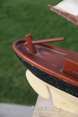 Vintage Pond Yacht Model wood Sailboat 38 Sloop Boat sails antique large