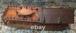 Vintage RARE Hand Carved Walnut Wood Kashmir India Model Boat House