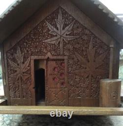 Vintage RARE Hand Carved Walnut Wood Kashmir India Model Boat House