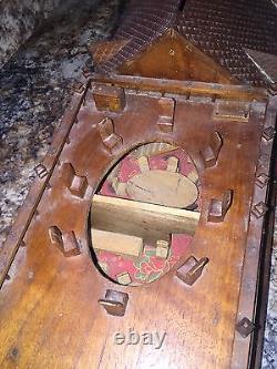 Vintage RARE Hand Carved Walnut Wood Kashmir India Model Boat House