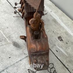 Vintage Rare Chinese Dragon Wugongchuan Model Boat Teakwood
