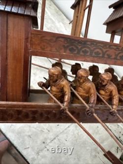 Vintage Rare Chinese Dragon Wugongchuan Model Boat Teakwood